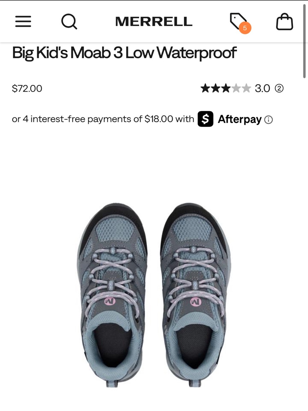 Merrell Kids Light Blue and Gray Trail Sneakers
